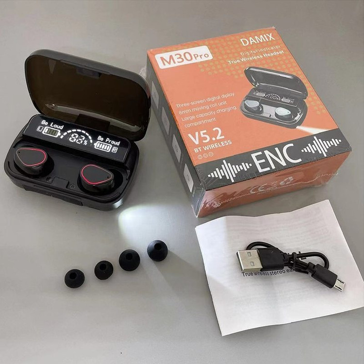 قیمت و خرید هندزفری بلوتوثی چراغدار و پاوربانکدار ام۳۰ پرو