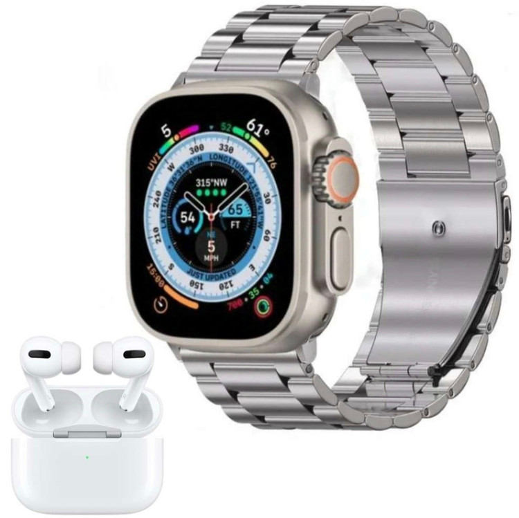 بند ساعت هوشمند HW89 اولترا با بند فلزی استیل ضدزنگ