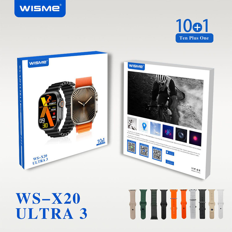قیمت پک ساعت هوشمند ws-x20 ultra3 ویسمی با 10 بند ساعت
