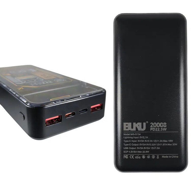 خرید پاوربانک ۲۰۰۰۰ بوکو طرح شیشه ای و شفاف