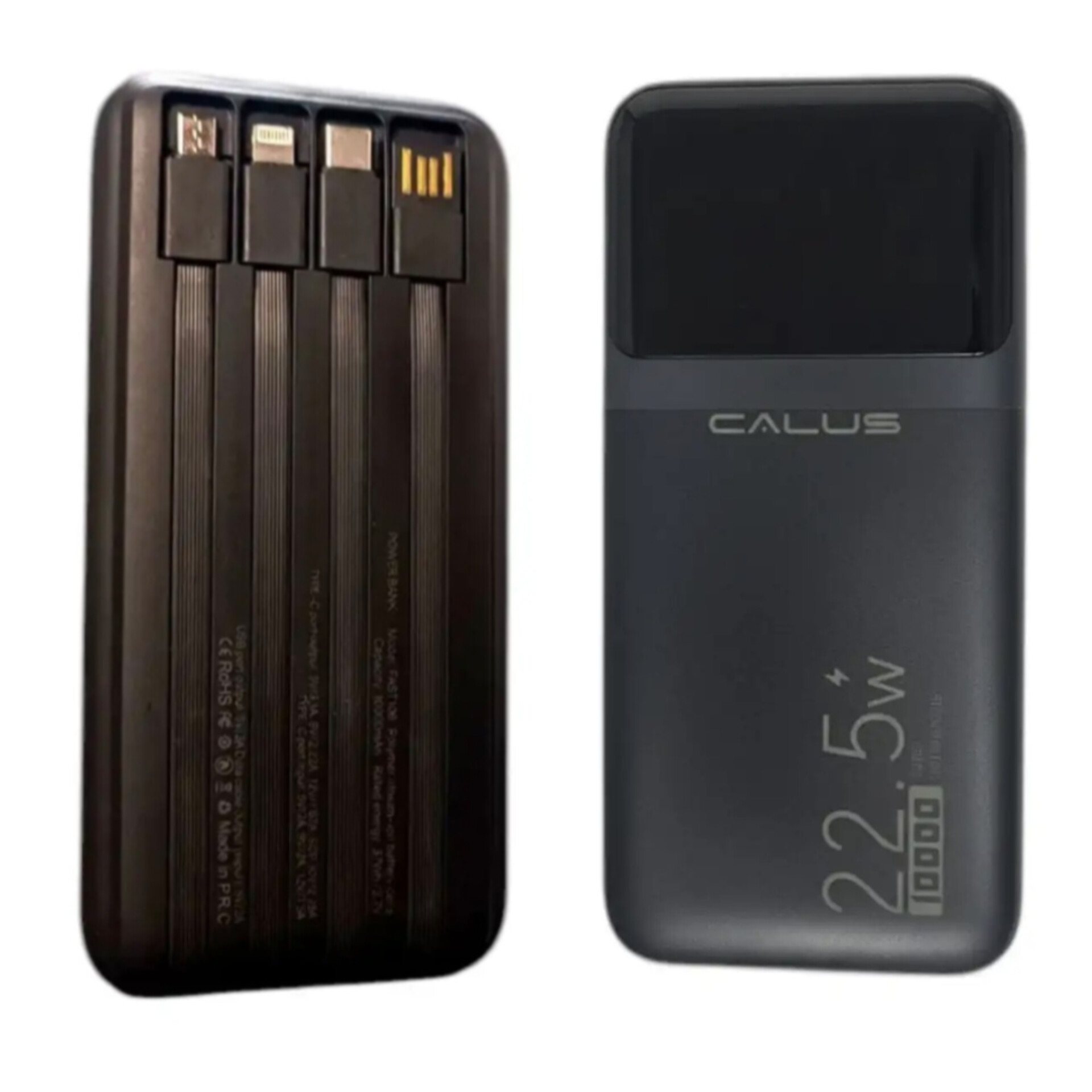 پاوربانک نمایشگردار ۲۲/۵وات کالوس مدل FAST108pro ظرفیت 1۰۰۰۰ میلی آمپرساعت با 4 کابل شارژ