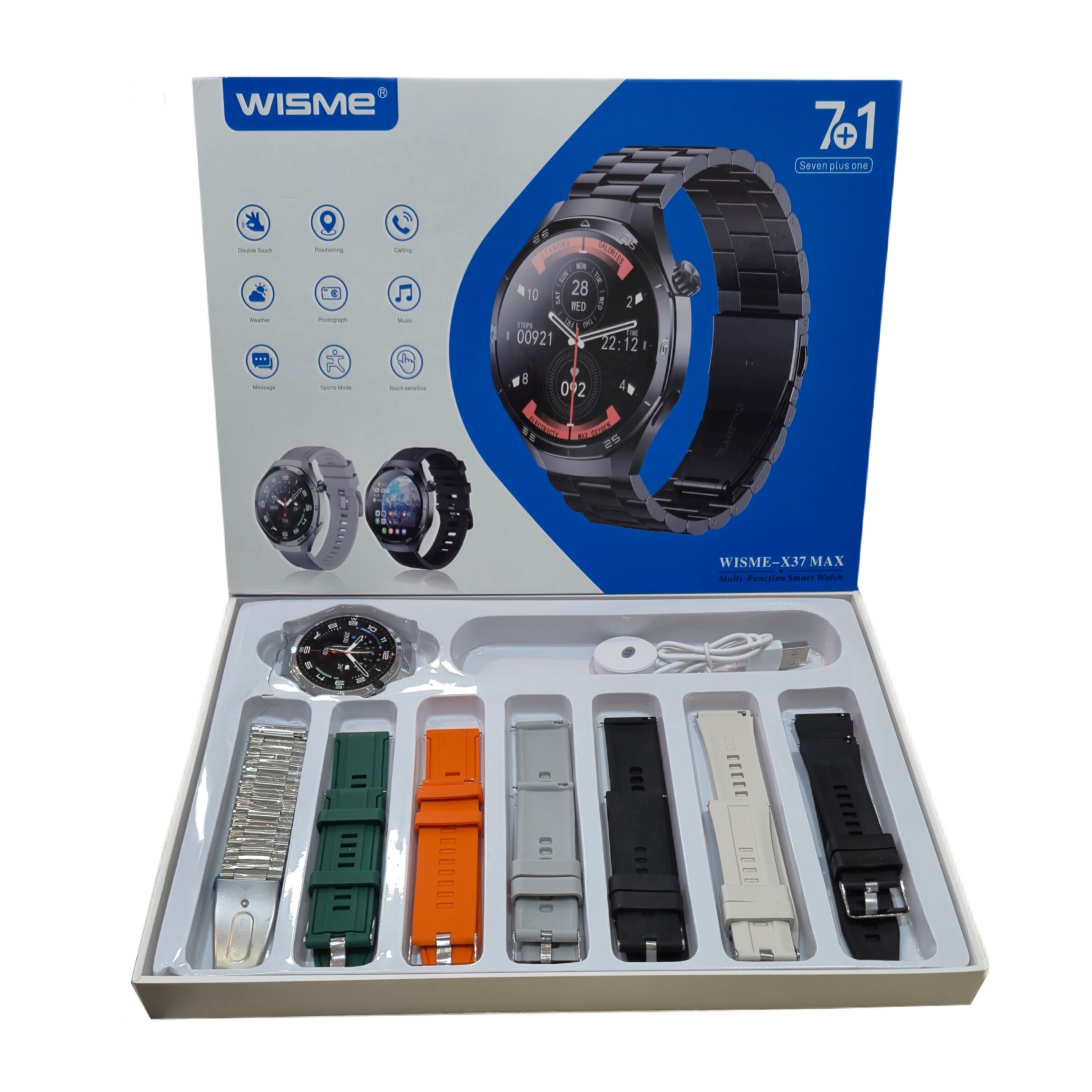 ساعت هوشمند صفحه گرد ویسمی مدل Wisme-X37 max با 7 بند فلزی و سیلیکونی متنوع
