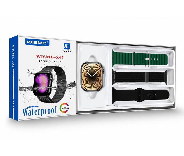 ساعت هوشمند سری۱۰ ویسمی مدل WISME-X65 ضد آب با نمایشگر Super Amoled و 3 بند متنوع